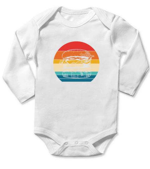 Burger Retro Vintage Long Sleeve Baby One-Piece