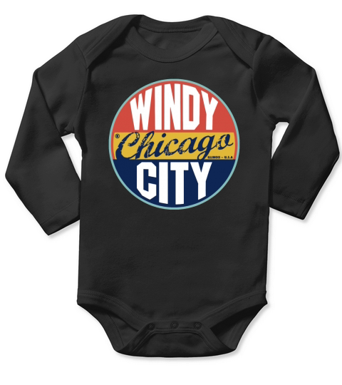 Chicago Vintage Label T-Shirt Long Sleeve Baby One-Piece