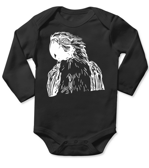 Cockatoo Portrait Vintage Bird Drawing Long Sleeve Baby One-Piece