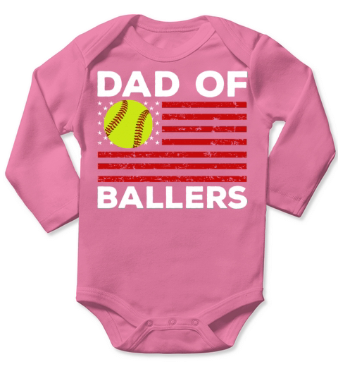 Dad of Ballers Football Lovers Retro Vintage Long Sleeve Baby One-Piece