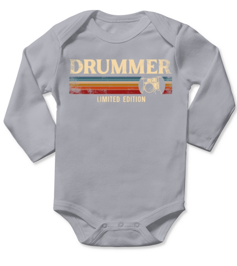 Drummer Drum Set Vintage Retro Long Sleeve Baby One-Piece