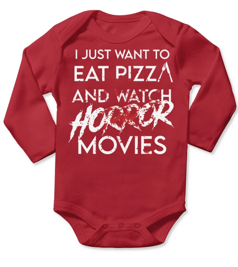 Funny Horror Movie Fan Halloween Pizza Long Sleeve Baby One-Piece