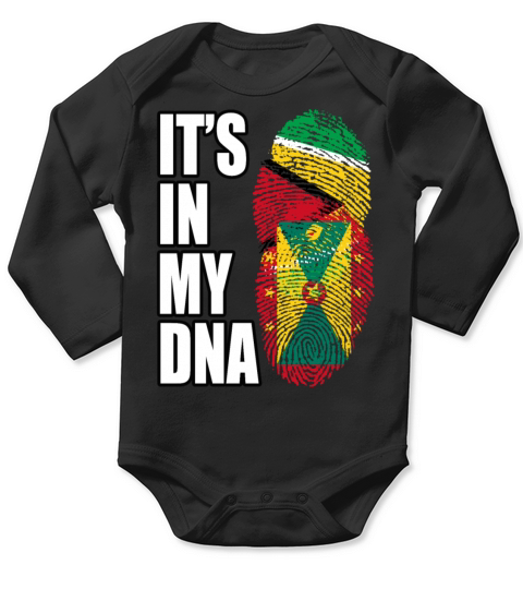 Guyanese And Grenadian Mix Heritage DNA Flag Long Sleeve Baby One-Piece