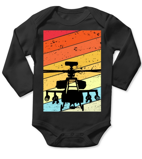 Helicopter Retro Vintage Fighter Pilot Long Sleeve Baby One-Piece