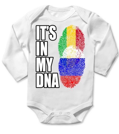 Malian And Russian Mix Heritage DNA Flag Long Sleeve Baby One-Piece
