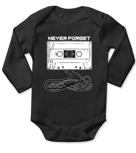 Never Forget Audio Cassette Tape 80s Long Sleeve Baby One-Piece