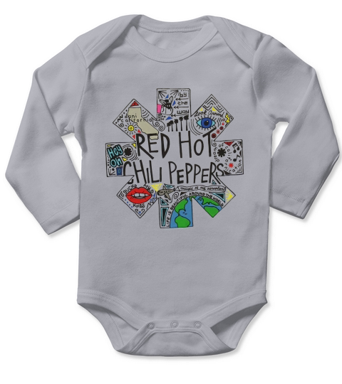 Red Hot Chili Peppers Doodle Image White Long Sleeve Baby One-Piece