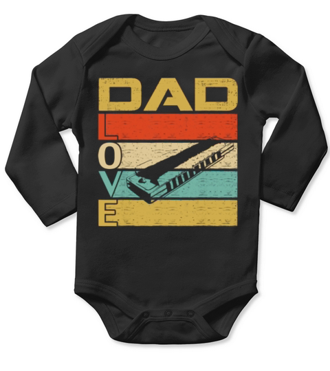 Retro Vintage Dad Love Harmonica Fathers Day shirt Long Sleeve Baby One-Piece
