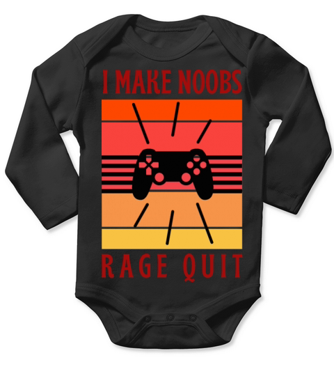 Retro vintage I make noobs rage Quit Long Sleeve Baby One-Piece
