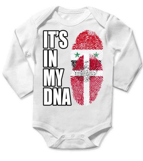 Syrian And Danish Vintage Heritage DNA Flag Long Sleeve Baby One-Piece