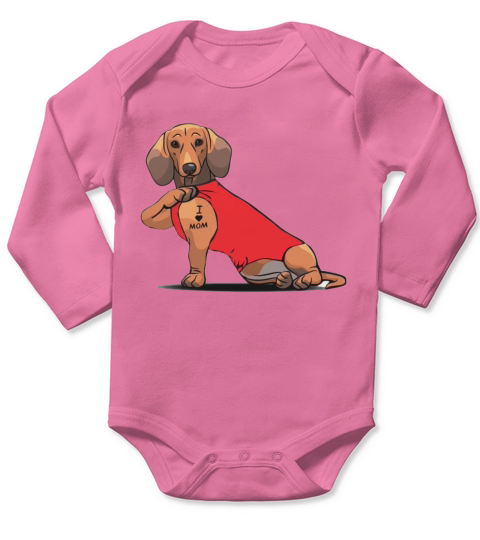 Tattoos Dachshund I love mom shirt Long Sleeve Baby One-Piece