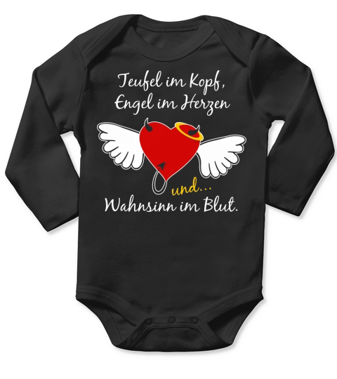 Teufel im Kopf Engel im Herzen und Wahnsinn im Blut Long Sleeve Baby One-Piece