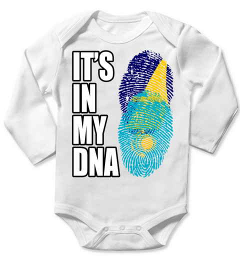 Tokelauan And Kazakhstani Mix Heritage DNA Flag Long Sleeve Baby One-Piece