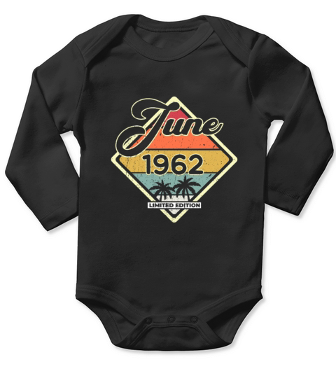 Vintage 60th Birthday June 1962 Sports Gift Long Sleeve Baby One-Piece