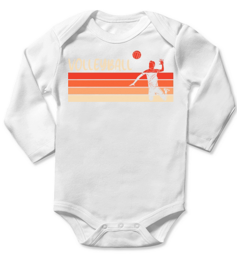 Vintage Retro Volleyball Spike Long Sleeve Baby One-Piece