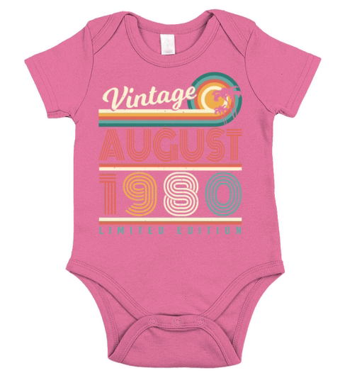 Birthday Greeting 1980 August Short Sleeve Baby One-Piece