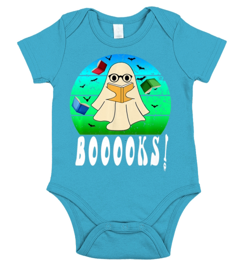 Booooks Ghost Funny Boo Read Books Library Short Sleeve Baby One-Piece