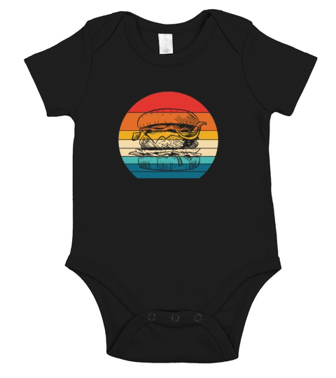 Burger Retro Vintage Short Sleeve Baby One-Piece