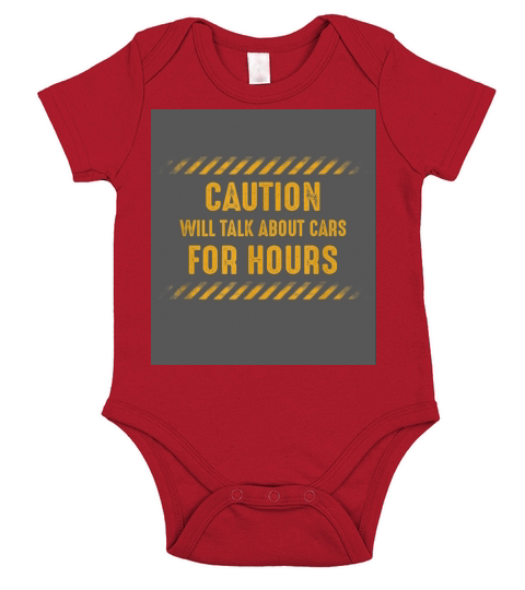 CAUTION WILL TALK ABOUT CARS FOR HOURS Short Sleeve Baby One-Piece