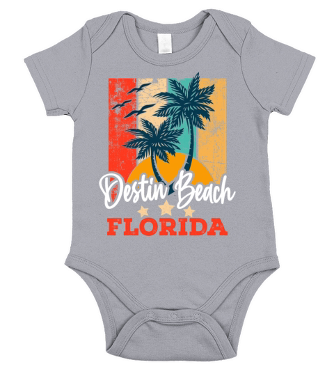 Destin Beach Vibes Florida Summer Vintage Sunset Short Sleeve Baby One-Piece