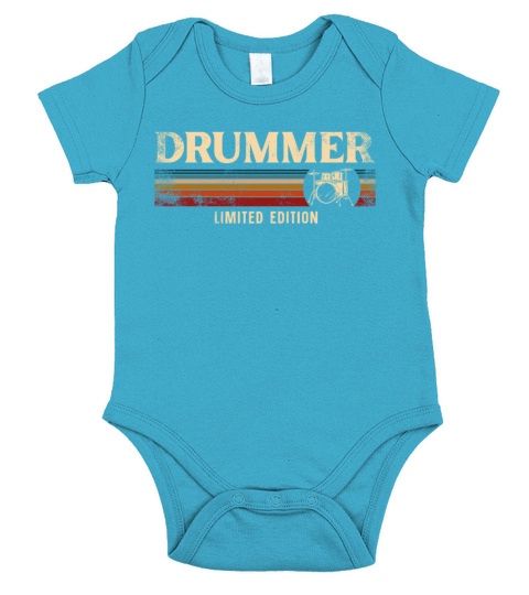 Drummer Drum Set Vintage Retro Short Sleeve Baby One-Piece