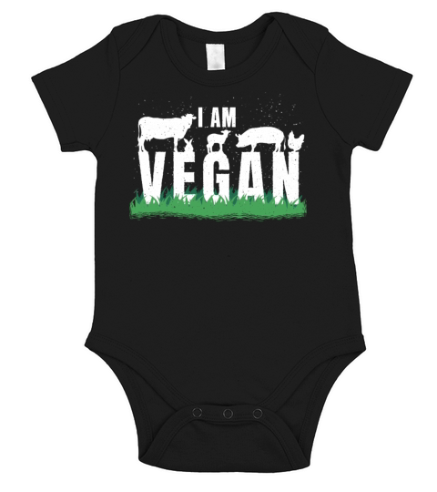 Farm Animals Vegetable Powered Vegetarian I Vegan Short Sleeve Baby One-Piece