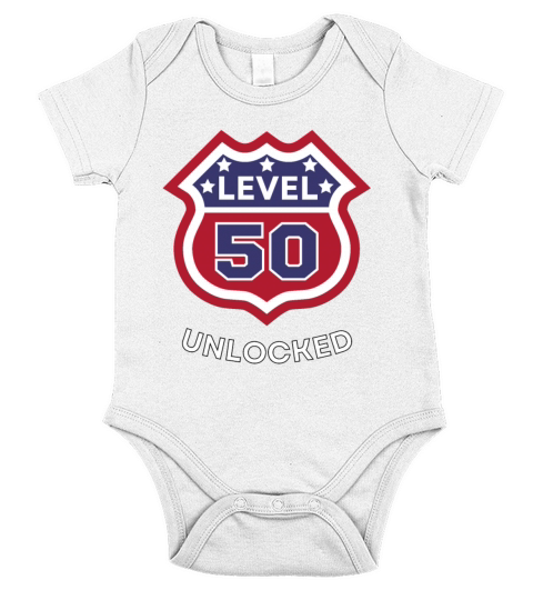 Funny 50th Birthday level 50 unlocked Short Sleeve Baby One-Piece