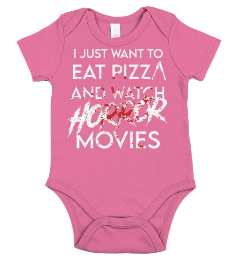 Funny Horror Movie Fan Halloween Pizza Short Sleeve Baby One-Piece