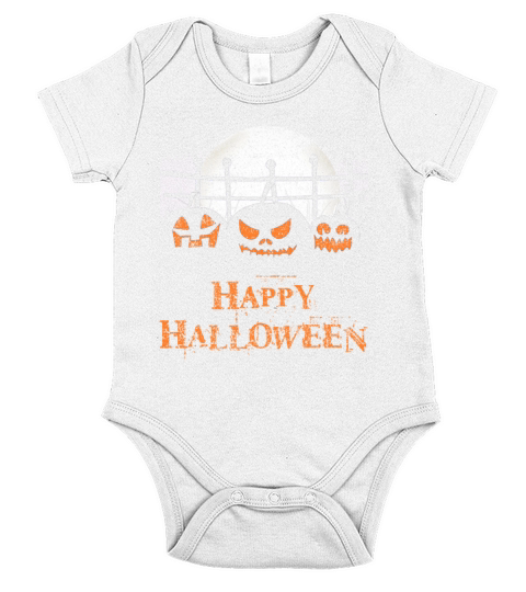 Happy Halloween Pumpkins On A Full Moon Short Sleeve Baby One-Piece