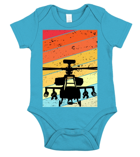 Helicopter Retro Vintage Fighter Pilot Short Sleeve Baby One-Piece