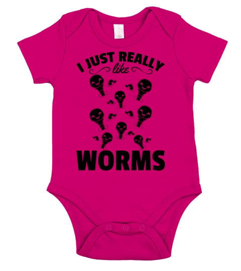 I Just Really Like Worms Compost Worm Lover Happy Short Sleeve Baby One-Piece