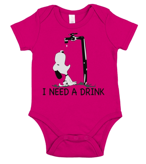 I Need A Drink Snoopy Short Sleeve Baby One-Piece