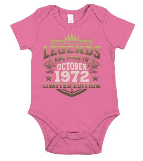 Legends Vintage October 1972 50th Birthday Gift Short Sleeve Baby One-Piece