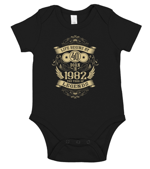 Life begins at 40 Vintage 1982 Birthday Vintage Short Sleeve Baby One-Piece