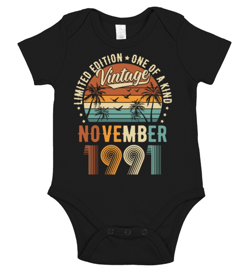 Limited Edition November 1991 Birthday Present Short Sleeve Baby One-Piece