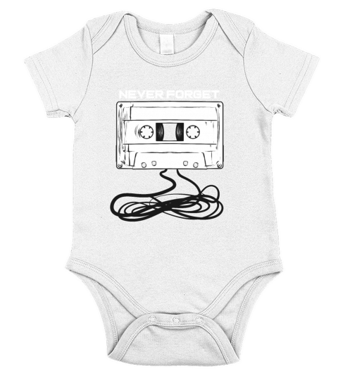 Never Forget Audio Cassette Tape 80s Short Sleeve Baby One-Piece