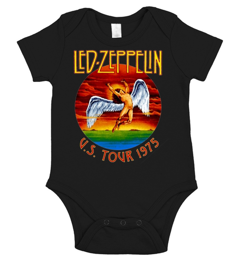 New Fashoin Womens Mens Led Zeppelin US TOUR 1975 Vintage Funny 3D Print Casual Short Sleeve Baby One-Piece