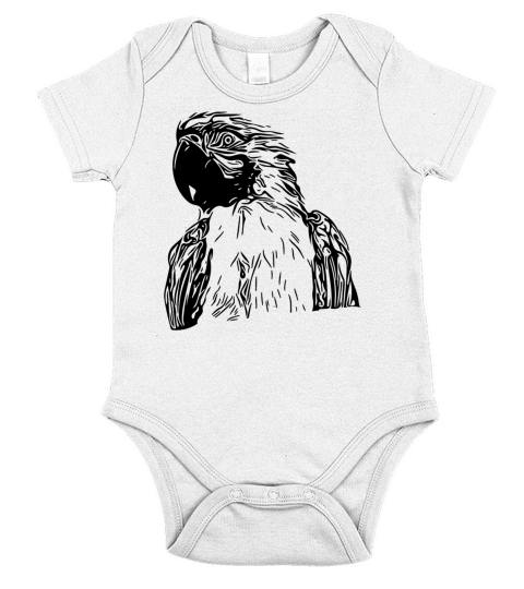 Parrot Portrait Vintage Bird Drawing Short Sleeve Baby One-Piece