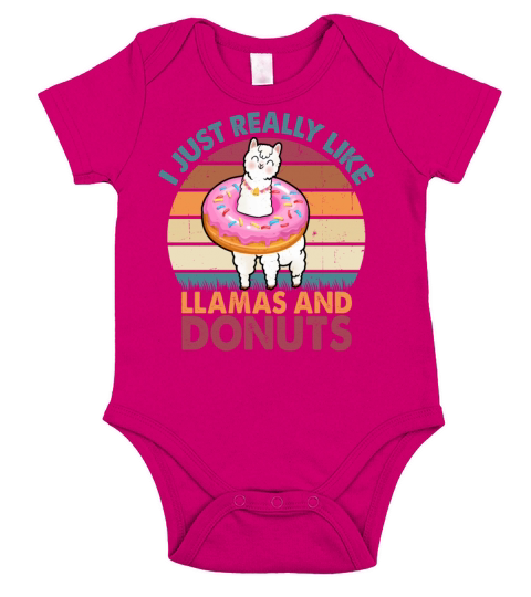 Retro Vintage I Just Really Like Llamas and Donuts Short Sleeve Baby One-Piece