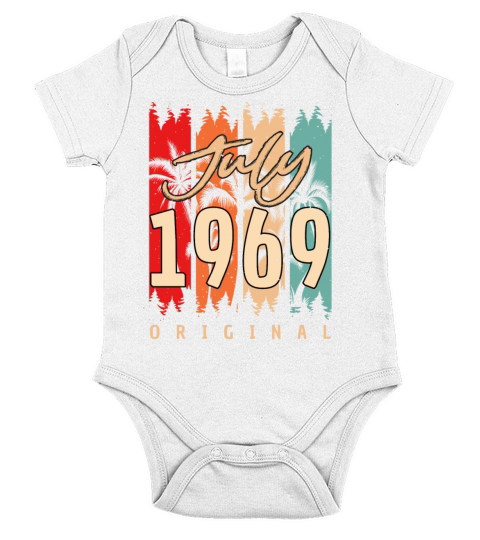 Vintage 1969 In July Short Sleeve Baby One-Piece