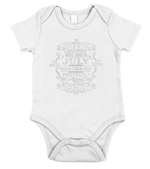 Vintage 34th Birthday Legends Were Born In July 1984 Tshirt Short Sleeve Baby One-Piece