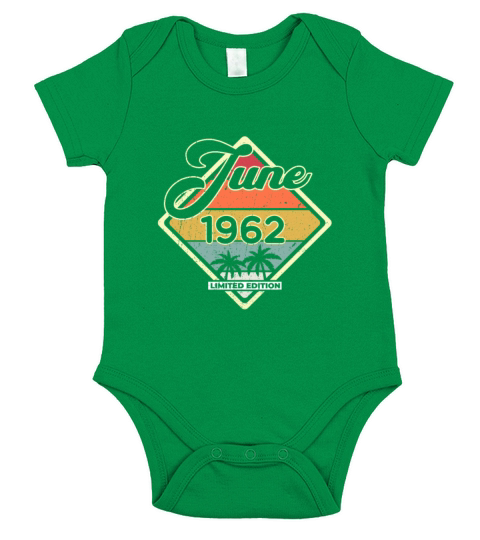 Vintage 60th Birthday June 1962 Sports Gift Short Sleeve Baby One-Piece