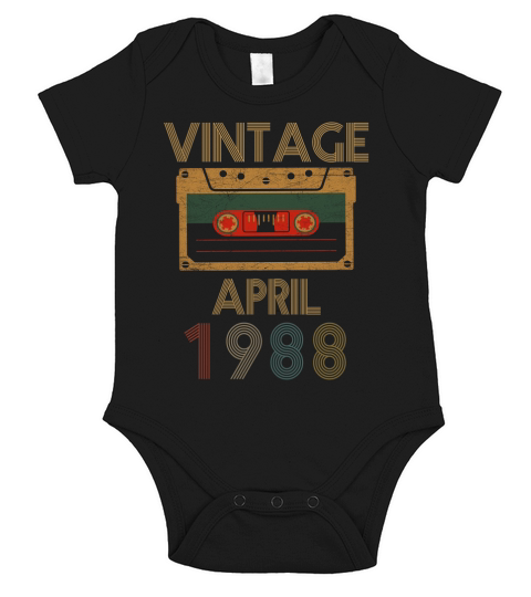 Vintage April 1988 Birthday Short Sleeve Baby One-Piece