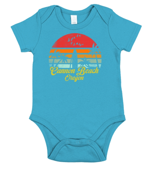 Vintage Cannon Beach Oregon Surfing Retro Surf Fun Short Sleeve Baby One-Piece