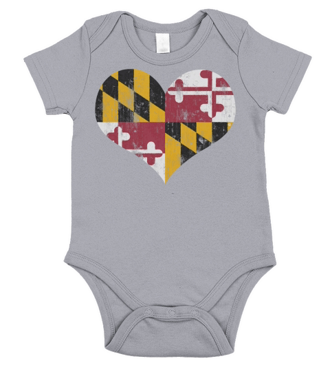 Vintage Heart Flag of Maryland Men Women Kids Short Sleeve Baby One-Piece