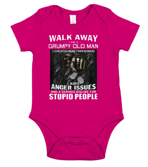 Walk away i am a grumpy old man i love dogs more than humans Short Sleeve Baby One-Piece