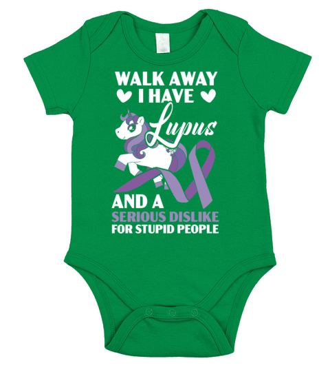 Walk Away I Have Lupus Unicorn Lupus Awareness Short Sleeve Baby One-Piece
