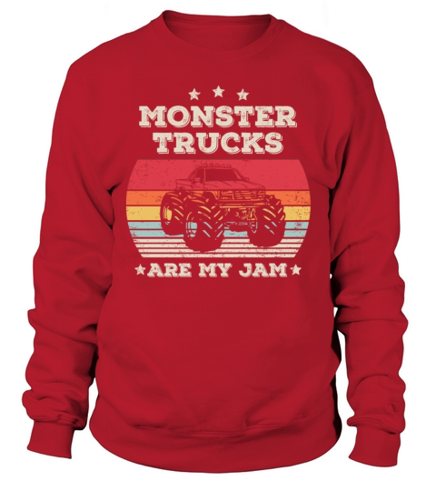 Monster Truck Are My Jam Retro Vintage Sunset Sweatshirt Unisex