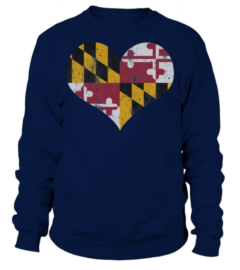 Vintage Heart Flag of Maryland Men Women Kids Sweatshirt Unisex
