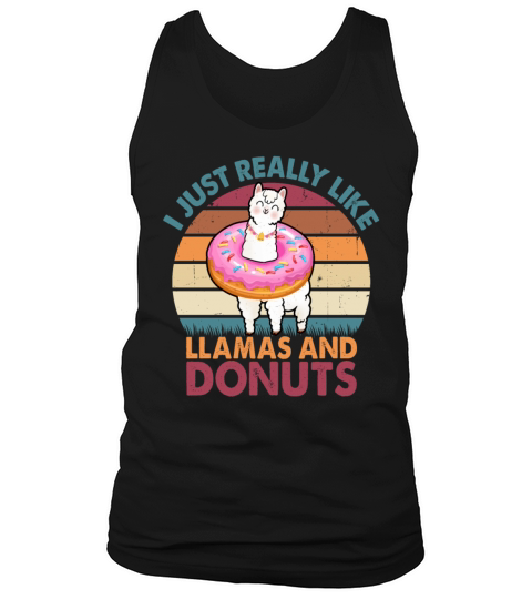 Retro Vintage I Just Really Like Llamas and Donuts Tank Top Unisex